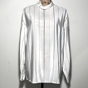JUDITH & CHARLES || White Stripe Silk Blouse. Sz. 12